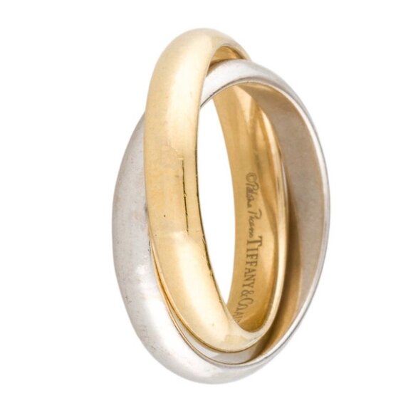 TIFFANY & CO. 18K 750 YELLOW GOLD & WHITE GOLD TWO-TONE MELODY RING - Picture 6 of 10